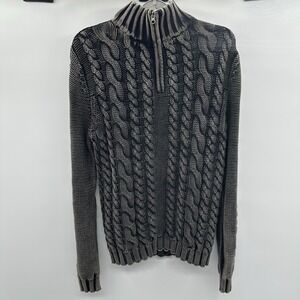 Carbon2Cobalt 1/4 Zip Cable Knit Pullover Sweater Men's Small S Gray Charcoal